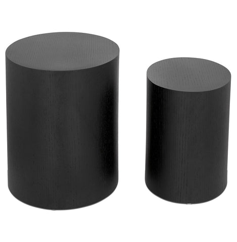 Set of two side tables 'SOKLE' in black wood