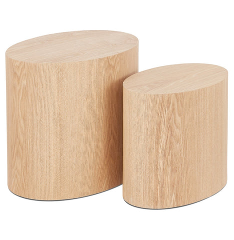 Set of 2 side tables 'SOKLE' in natural finished wood