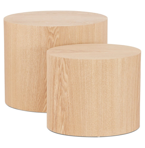 Set of 2 side tables 'SOKLE' in natural finished wood