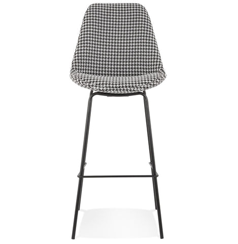 Bar stool 'SPARK' in pied-de-poule print fabric with black metal legs