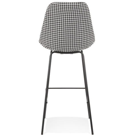 Bar stool 'SPARK' in pied-de-poule print fabric with black metal legs