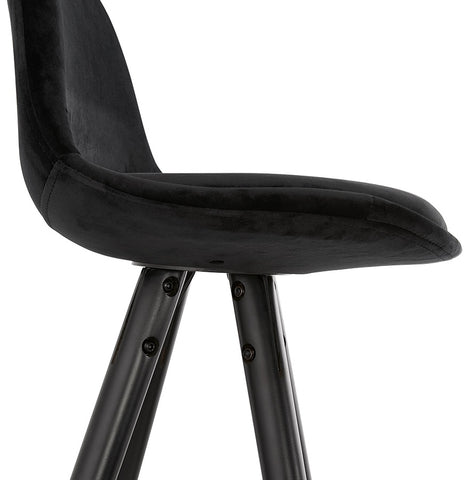 SPIRIT MINI' semi-high bar stool in black velvet with black wooden legs