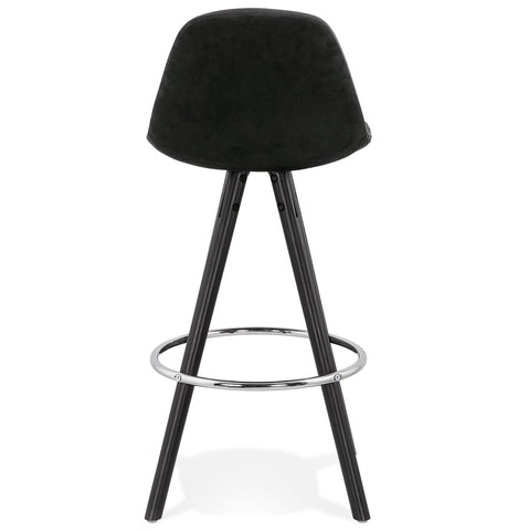 SPIRIT MINI' semi-high bar stool in black velvet with black wooden legs