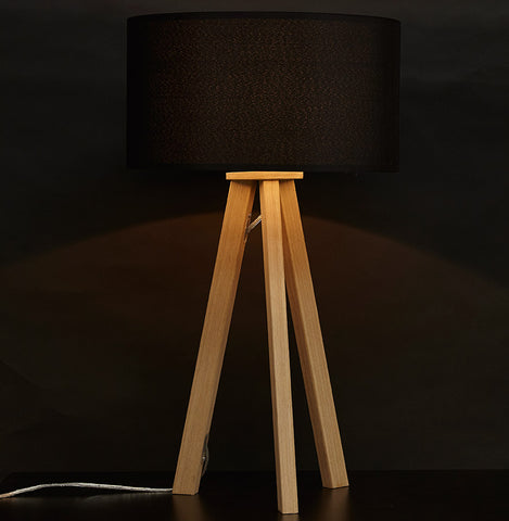 'SPRING MINI' table lamp on tripod with black lampshade in Scandinavian style