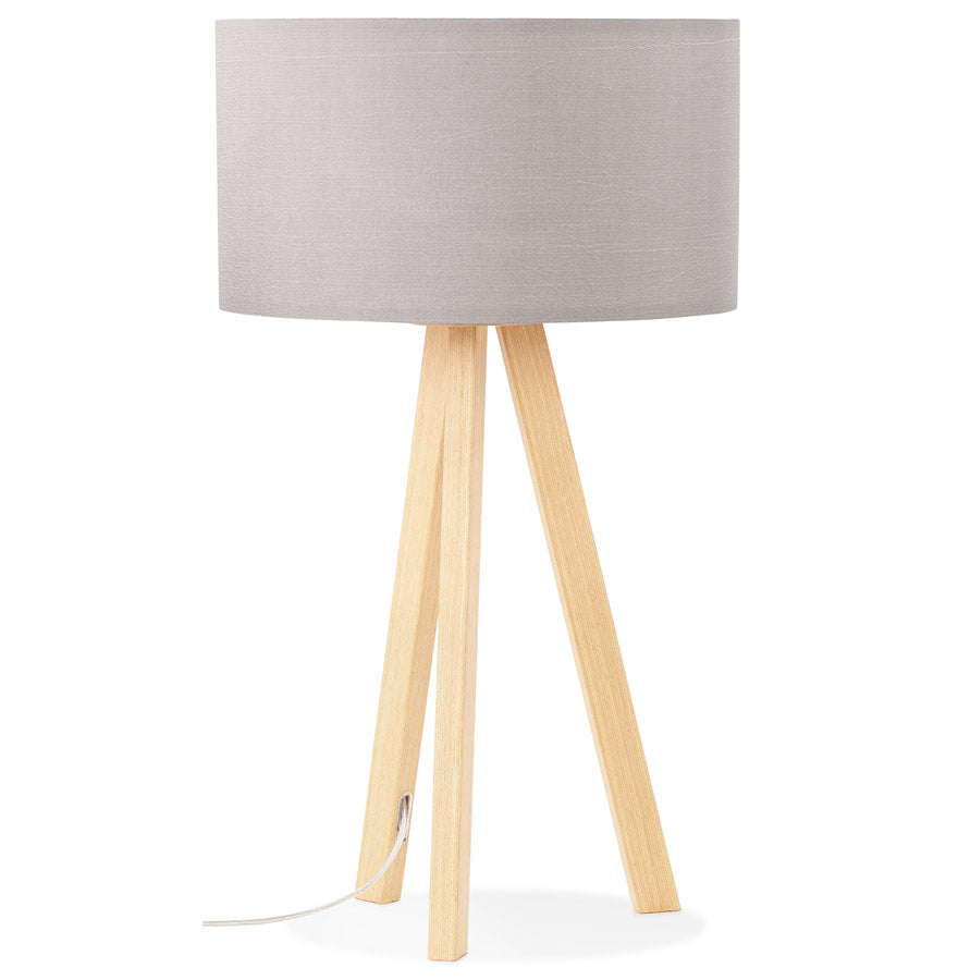 'SPRING MINI' table lamp on tripod with gray shade in Scandinavian style