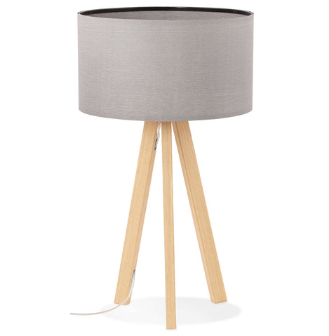 'SPRING MINI' table lamp on tripod with gray shade in Scandinavian style