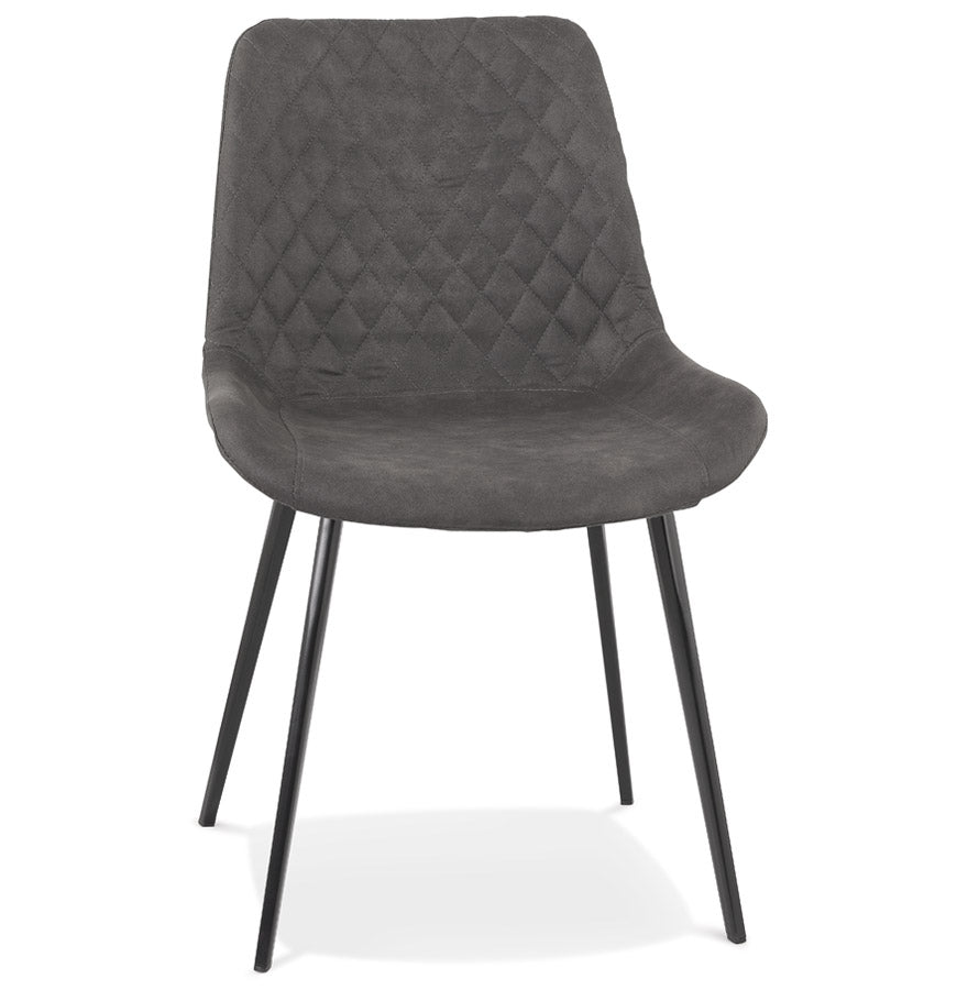 Design chair 'TAICHI' in dark gray microfiber and black metal legs