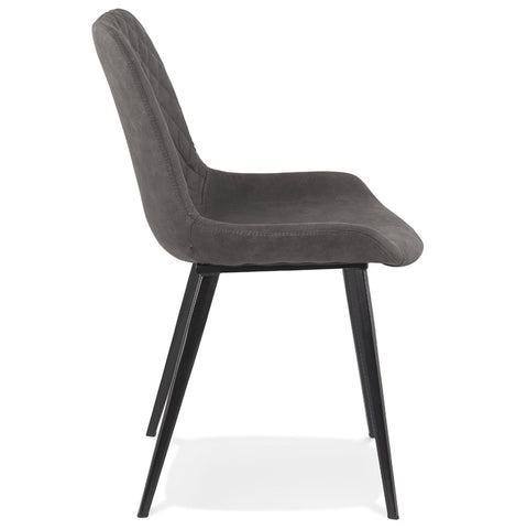 Design chair 'TAICHI' in dark gray microfiber and black metal legs