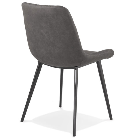 Design chair 'TAICHI' in dark gray microfiber and black metal legs