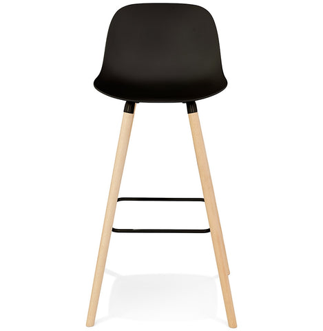 Tabouret de bar 'TATSU' noir avec pieds en bois naturel