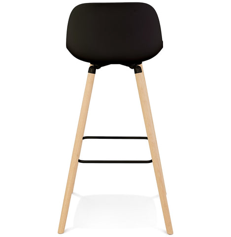 Tabouret de bar 'TATSU' noir avec pieds en bois naturel