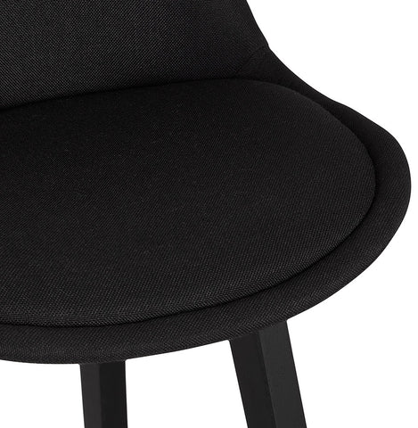 Design bar stool 'TERESA' in black fabric and black wooden legs