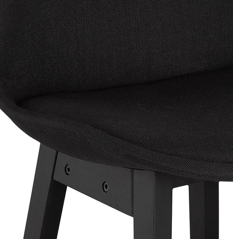 Design bar stool 'TERESA' in black fabric and black wooden legs