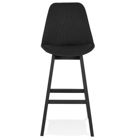 Design bar stool 'TERESA' in black fabric and black wooden legs