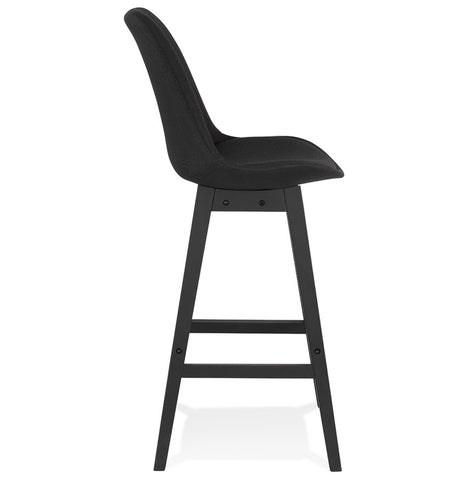 Design bar stool 'TERESA' in black fabric and black wooden legs