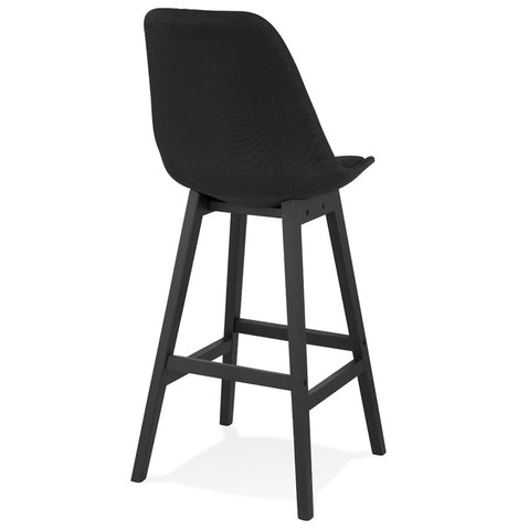 Design bar stool 'TERESA' in black fabric and black wooden legs