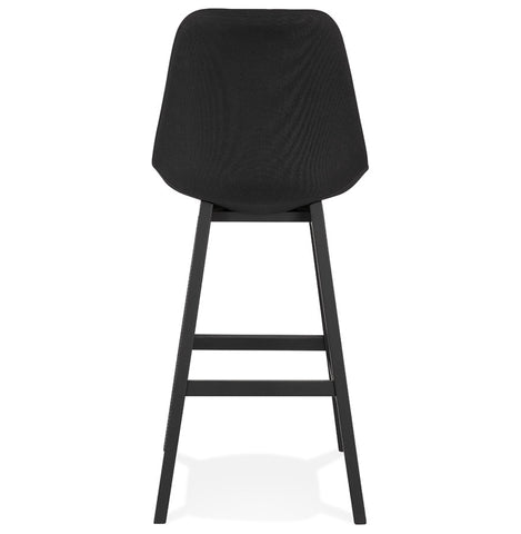 Design bar stool 'TERESA' in black fabric and black wooden legs