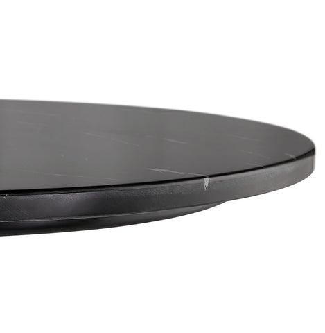 Round bistro table 'TOMY' of black marbled stone and black metal - Ø 60 cm