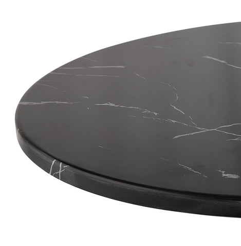 Round bistro table 'TOMY' of black marbled stone and black metal - Ø 60 cm