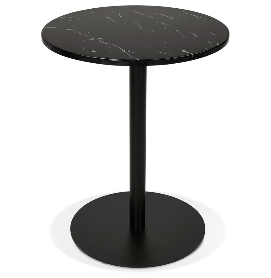 Round bistro table 'TOMY' of black marbled stone and black metal - Ø 60 cm