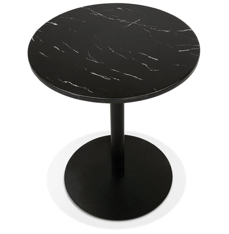 Round bistro table 'TOMY' of black marbled stone and black metal - Ø 60 cm