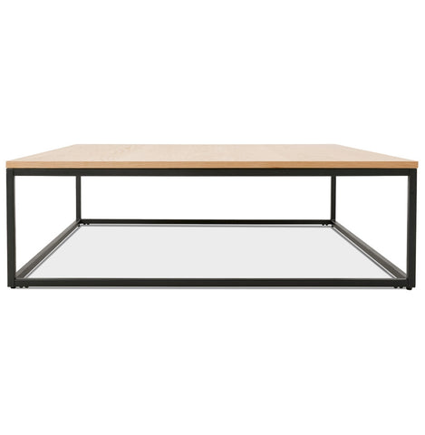 Large industrial coffee table 'TRIBECA' made of natural finished wood and black metal