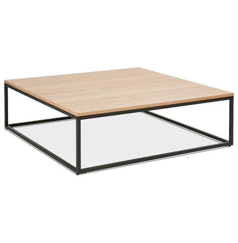 Large industrial coffee table 'TRIBECA' made of natural finished wood and black metal