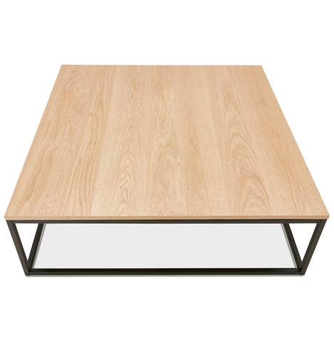 Large industrial coffee table 'TRIBECA' made of natural finished wood and black metal