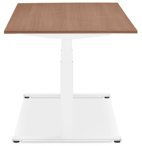 White electric sit/stand desk 'TRONIK' with top in walnut finish - 140x70 cm