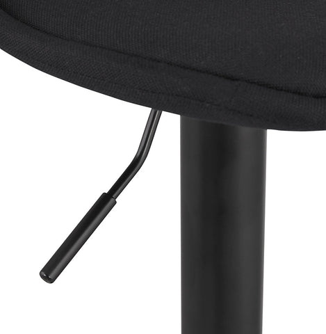 Adjustable stool 'WALDO' in black fabric with black metal legs