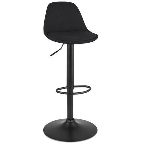 Adjustable stool 'WALDO' in black fabric with black metal legs