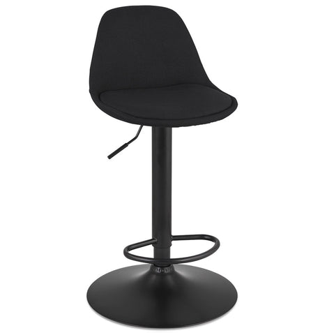 Adjustable stool 'WALDO' in black fabric with black metal legs