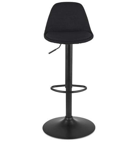 Adjustable stool 'WALDO' in black fabric with black metal legs