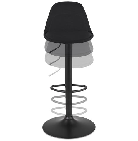 Adjustable stool 'WALDO' in black fabric with black metal legs