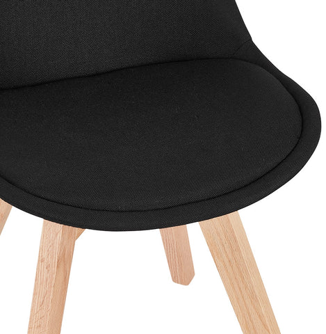 Scandinavian 'WILLY' in black fabric and wooden legs with natural finish