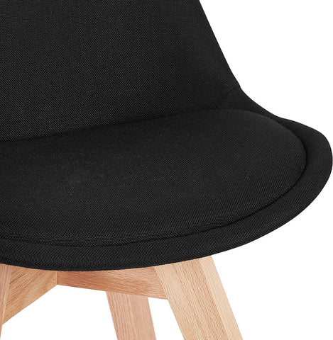 Scandinavian 'WILLY' in black fabric and wooden legs with natural finish