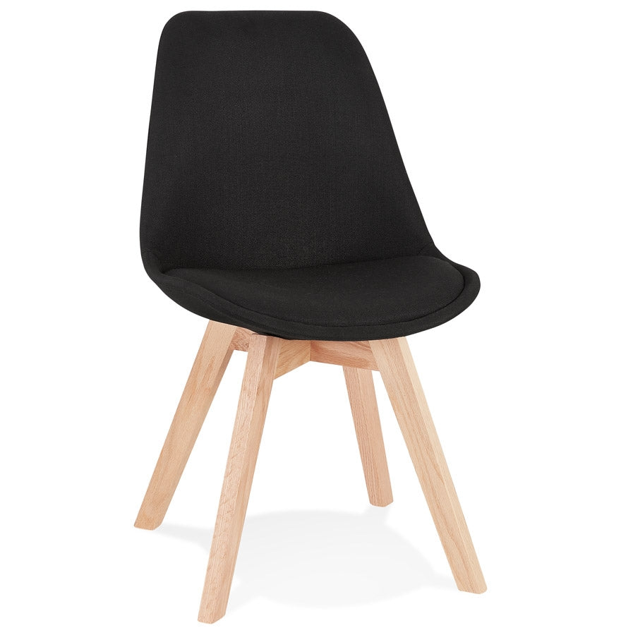 Scandinavian 'WILLY' in black fabric and wooden legs with natural finish