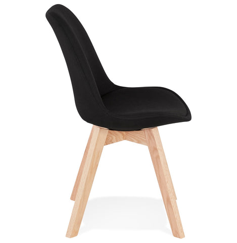 Scandinavian 'WILLY' in black fabric and wooden legs with natural finish