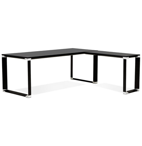 Large corner desk in black wood 'XLINE' (corner of your choice) - 200 cm