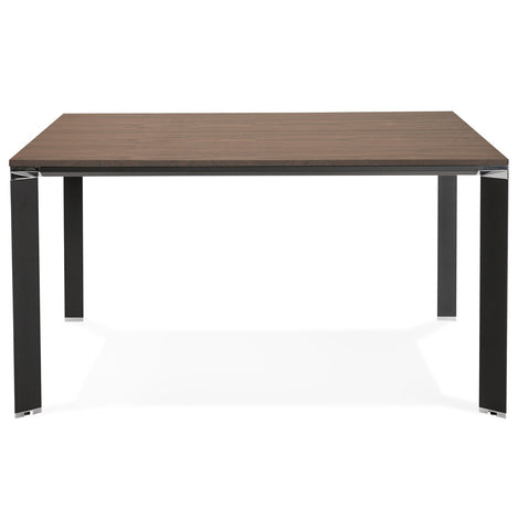 Meeting table / bench desk 'XLINE SQUARE' with walnut finish and black metal - 140x140 cm