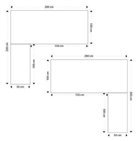 Large corner desk in black wood 'XLINE' (corner of your choice) - 200 cm