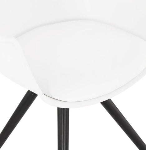 Chair with armrests 'ZALIK' white with legs in black wood