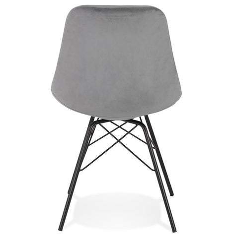 Design chair 'ZAZY' in gray velvet with black metal legs