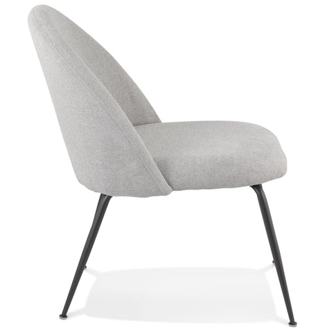 Lounge chair 'ZILLA' in gray fabric and black metal legs